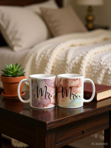 THE CLICK INDIA Ceramic Mr & Mrs Coffees | Mr Mrs | Mrs and Mr |Mr and Mrs Tea Cups Ceramic Coffee Mug