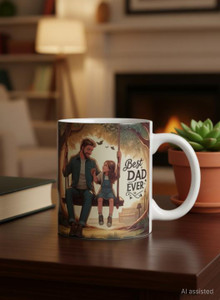 Manorath Best dad ever scenry Ceramic Printed Coffee Design, Durable & Microwave Safe Ceramic Coffee Mug