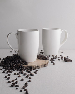 Ariane Prime Morning Tea, Coffee, Milk, 300 ml, White Porcelain, Set of 2 Porcelain Coffee Mug