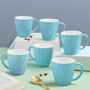 Larah by Borosil 6pc 200ml Tea/Coffee Curl Powder Blue Set, Microwave & Dishwasher Safe Opalware Coffee Mug