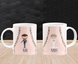 WINGS MART Mr & Mrs Coffees | Coffees Set of 2 Best Gift For Couple Anniversary Ceramic Coffee Mug