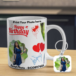 Zivontra Birthday Celebration Coffee Cup| Stylish MEtal Key chain Ceramic Coffee Mug