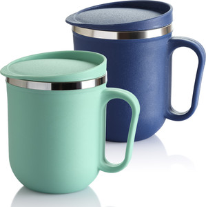 ऑफीक्स Stylish Matte Finish Handle & Lid | Perfect for Office, Home & Travel स्टेनलेस स्टील मग