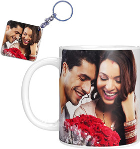 Giftspedia Photo & Text Printed Cup For Birthday , Anniversary Gift White mug + Keychain 44 Ceramic Coffee Mug