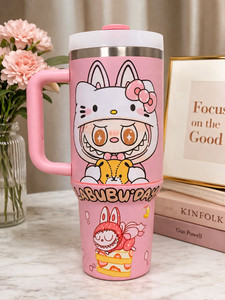 Shyam Traders Pink Labubu Sipper Stainless Steel Tumbler - Image 6