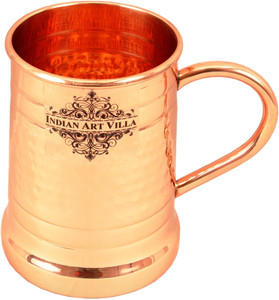 IndianArtVilla Copper Big Hammer with 3 Ring - 600 ML Copper Beer Mug