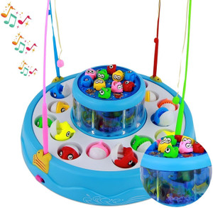 MM toys Premium Fishing Game Toy With 26 Fishes, 4 Poles, Lights & Music | 2 To 4 Player