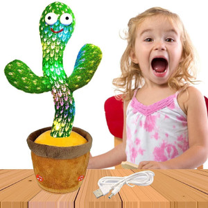तापुजी Dancing Cactus Repeats What You Say,Electronic Plush Toy with Lighting,Singing Cactus Recording and Repeat Your Words for Education Toys