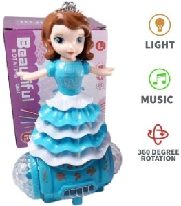 iChoice Dancing Rotating Girl with 3D Lights and Music Doll for Kids