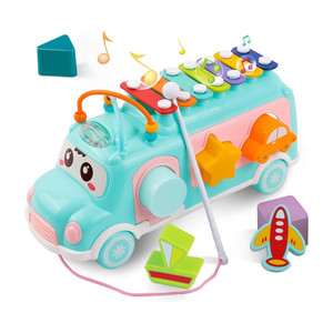 xelix School Bus Toy, Xylophone Baby Toys with Shape Sorter Toy