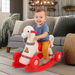 TOYPROFESSOR 2 in 1 Baby Horse Rider Rocker for Kids 1-3 Years Gift kids Plastic, Pack of 01