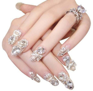 Paradise 24 pc Set Heavy Stone French Artificial Nails Price in