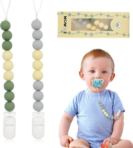 SNOWIE SOFT 2Pcs Pacifier Chain with Pacifier Clips, Baby Teether