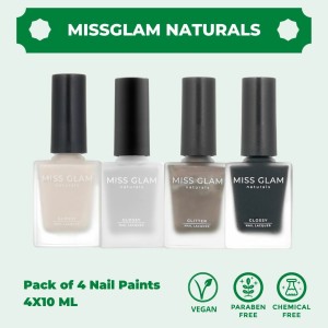 MissGlam Naturals 100% Vegan Pack of 3 Nail Polishes - MG175 Multicolor