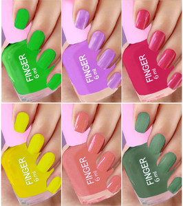 Finger Nail Polish 6 Pcs Yellow, Green