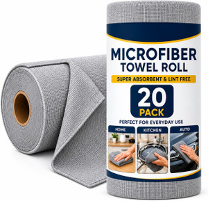 ORJILO Microfiber Cleaning Cloth Roll 20 Pack Grey Cloth Napkins ... more