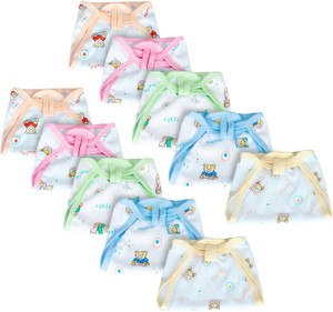 Little Boo new born Baby's Cotton Cloth Diaper / nappy (Multicolour ,0-6 Months) Pack of 10