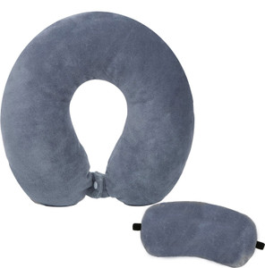 Nitsha Neck Pillow With built-in elastic strap and Sleeping Eye Mask combo (Grey) Combo Neck Pillow & Eye Shade