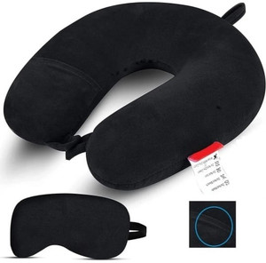 tyagicollections O&T U-Shape Black Neck Pillow travelling headrest, Multipurpose neck rest Neck Pillow & Eye Shade