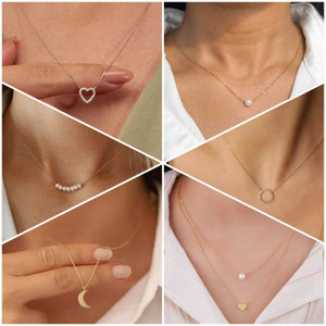 ELCETRATD JEWELLERY Necklace Chain Pendant For women & Girls Pearl Brass Chain Set Diamond Gold-plated Plated Brass Necklace