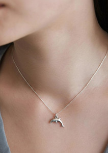 Lurenza Minimal Dolphin Silver Charm Necklace - Image 6