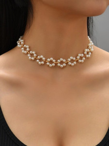 VIMALNATH SALES Gold-Plated Pearls Necklace Pearl, Moonstone Gold-plated Plated Brass Choker