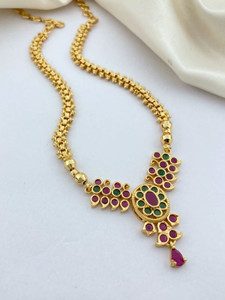 PBM CREATIONS STONE CHAIN DOLLAR / 5PON/ 5 METAL/ ADIGAI/ NECKLACE for Women & Girls Gold-plated Plated Copper Necklace