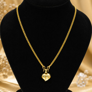NKR GOLD Gold Plated Heart Pendant Chain Necklace for Women Girls Daily Wear Jewellery Gold-plated Plated Brass Necklace