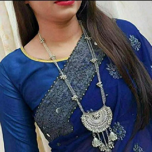 MITRANG CREATION Oxidised Jhumki Long Necklace Oxidised Silver Necklace