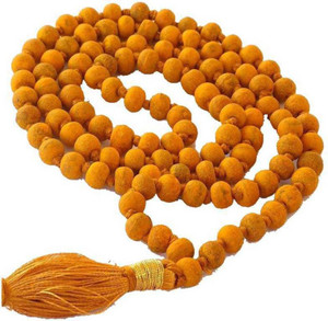 LETNIX Haldi Mala Baglamukhi Mala Turmeric (Haldi) Mala 108+1 Beads Turmeric Rosary Wood Chain Wood Chain