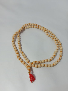 TULSI MALA Original 108 White Beads Tulsi Jaap Mala For Mantra Japa Beads Wood Chain