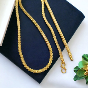 HN JEWELLERY One Gram Gold Plated Imported S Patti Designer 24 Inch Long Chain Men Women Gold-plated Plated Brass Chain