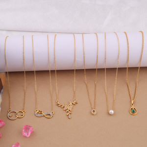 pearl jewellery brass necklaces chain pendent locket jewellery Gold-plated Plated Brass Necklace