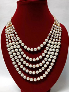 Henuka Stylish & Beautiful 5 Layer Beads Necklace/ for Girls or Women Beads Beads, Pearl Gold-plated Plated Mother of Pearl Layered