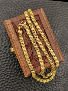 HN JEWELLERY One Gram Traditional Leaf Designer For Women Men Gold-plated Plated Brass Chain