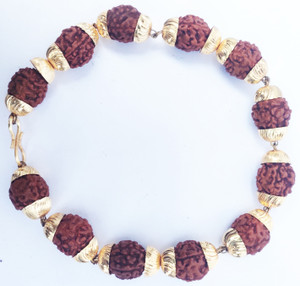 Cyan spritual cap rudraksha bracelet gold plated rudraksha for unisex Gold-plated Plated Brass Chain