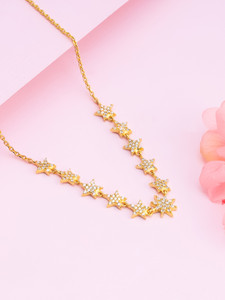 GIVA 925 Silver Golden Radiating Star Necklace|Lifetime Plating|6 Month Warranty Zircon Gold-plated Plated Sterling Silver Necklace