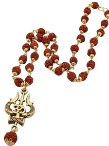 Divine rudras Mahakal Locket with Rudraksha Mala, Trishul Damru Pendant, Spiritual Shiva mala Rhodium Plated Rudraksha Chain