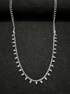 GanPatique Silver Plated Oxidized Necklace for Women & Girls– Trendy Boho Tribal Design. Silver Plated Brass Necklace