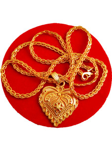 manohar 1 Gram Gold Plated Chain with Heart Shape Filigree Pendant (Length- 21 inch) Gold-plated Plated Brass Chain