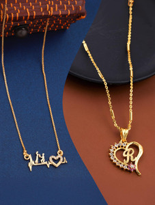 BOGHRA SALES New Stylish & Fancy glorious Micro Gold Plated Antique Necklace Chain Combo Cubic Zirconia, Ruby Gold-plated Plated Alloy Chain