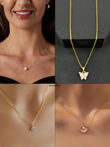 BOGHRA SALES Combo of 4 Pendant Necklace Chain for Women and Girls Pearl, Diamond, Crystal Gold-plated Plated Brass, Alloy Chain