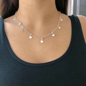 Zaristahub star_charm_choker Oxidised Silver Choker