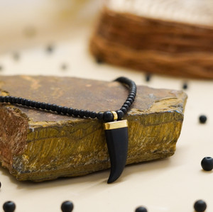 Japam Single Teeth Karungali Necklace – Natural Ebony Wood Spiritual Pendant Wood Necklace
