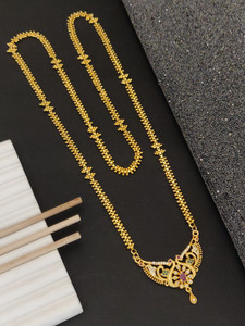 Lucents Brass Micro Gold Designer O Rava chain new peackok locket neckalace chain Zircon Gold-plated Plated Alloy Necklace