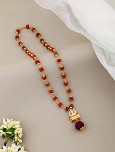EiVAA Handcrafted Gold Plated Rudraksh Mala with Intricately Designed Trishul Pendant Gold-plated Plated Metal, Rudraksha Chain