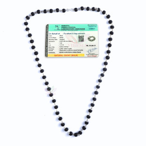 VIBESLE Karungali Malai Silver Cap Plated Mala With Lab Certification | Black Ebony Bead Wood Necklace