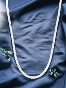 ADF ADF-Stainless Steel Silver Plated American Diamond Stone-Studded Nacklace Silver Plated Stainless Steel Chain