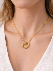 D Glamm Fashion-SPARKLINGS STYLE Anti tarnish waterproof Stainless steel Open heart pendant necklace Stainless Steel Chain
