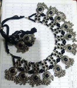 TET TET oxidized necklace set Beads Silver Plated Alloy Necklace